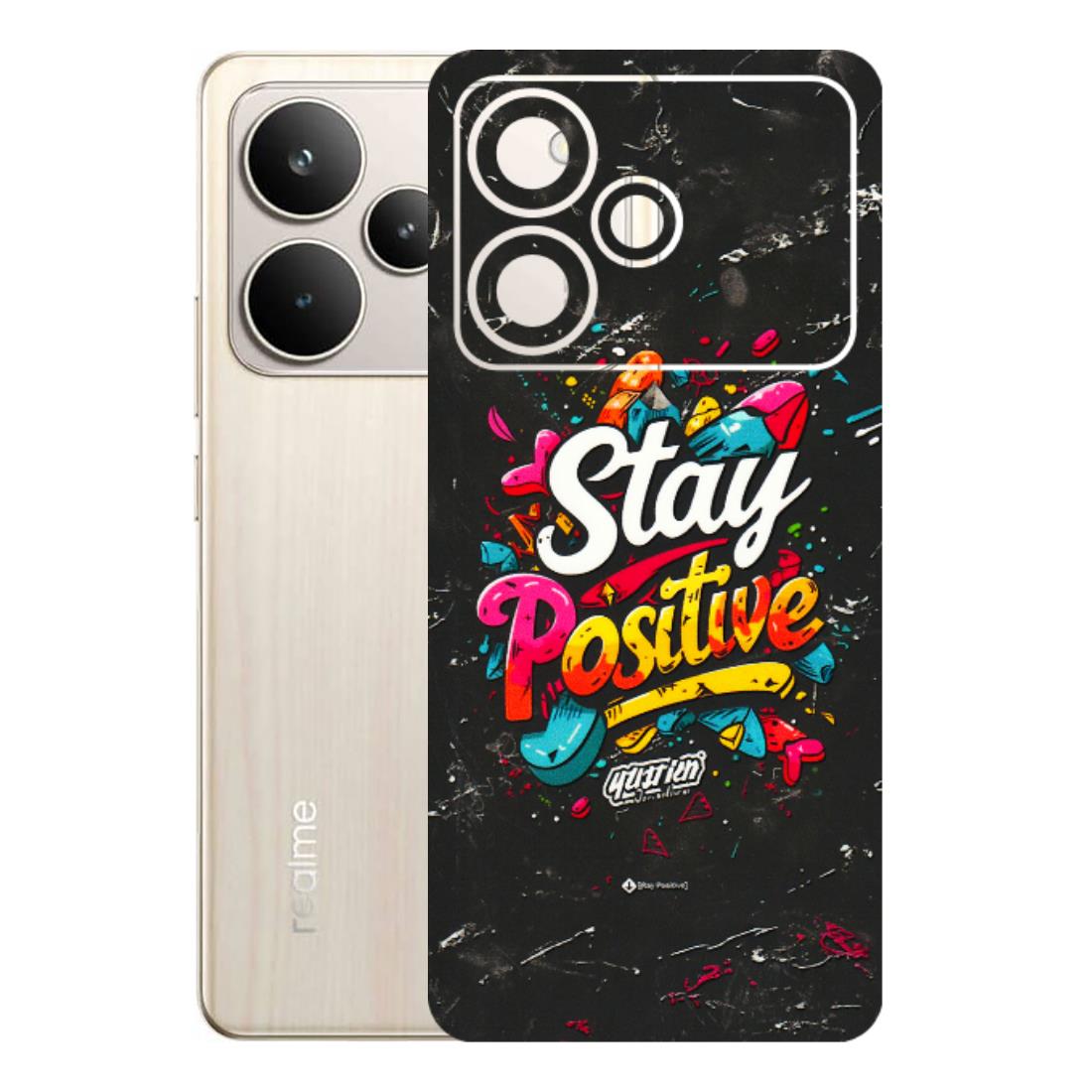 Realme Phone Skins (All Models) - Stay Positive Black - 3D Embossed Finish (L-31) Realme P4 5G