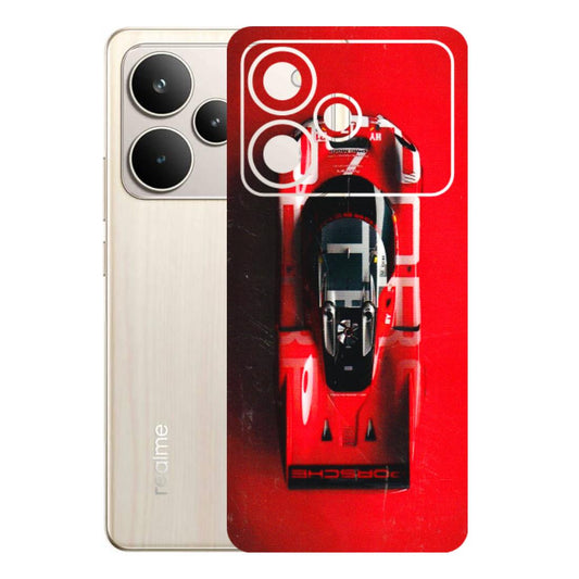 Realme Phone Skins (All Models) - Red Porsche Car Logo - 3D Embossed Finish (L-315) Realme P4 5G