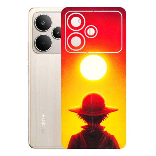 Realme Phone Skins (All Models) - Cool Sunset With Monkey D.Luffy Anime - 3D Embossed Finish (L-329) Realme P4 5G