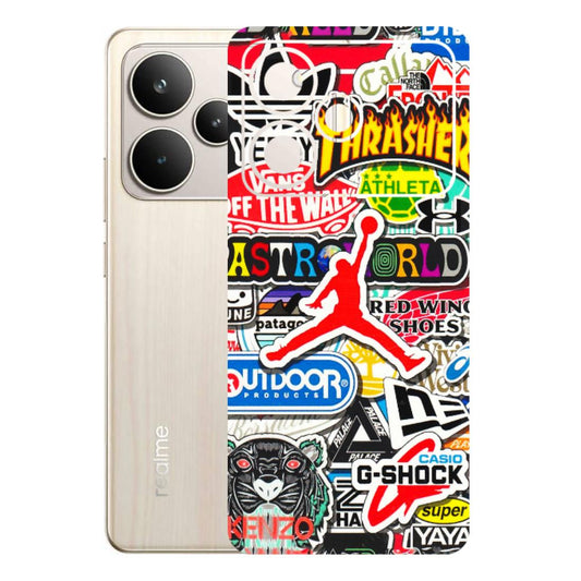 Realme Phone Skins (All Models) - Multi Brands Sticker Graffiti - 3D Embossed Finish (L-37) Realme P4 5G