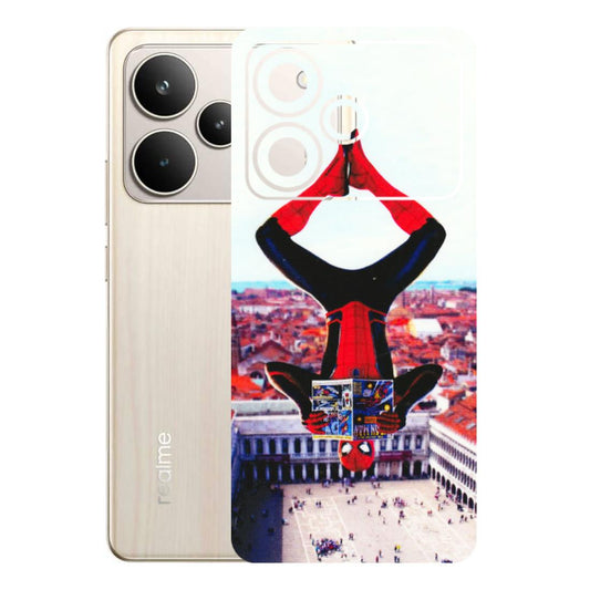 Realme Phone Skins (All Models) - Spiderman Hanging - 3D Embossed Finish (L-53) Realme P4 5G