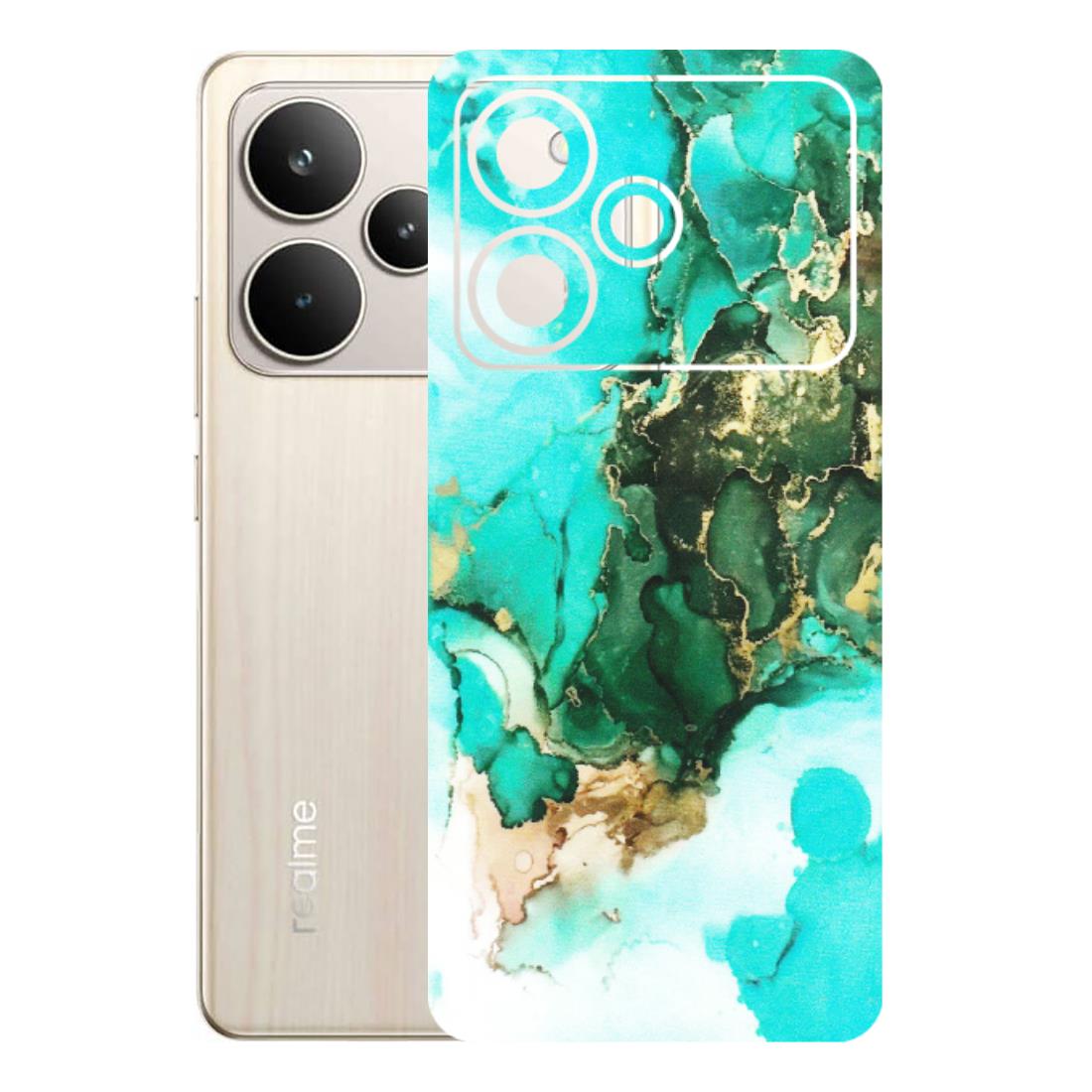 Realme Phone Skins (All Models) - The Blue Gold Marble - Matte Finish (M-124) Realme P4 5G