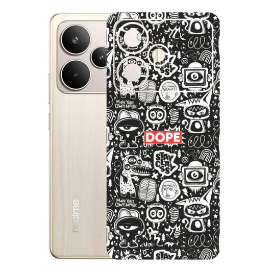Realme Phone Skins (All Models) - Dope Stay Classy Black Doodles - Matte Finish (M-126) Realme P4 5G