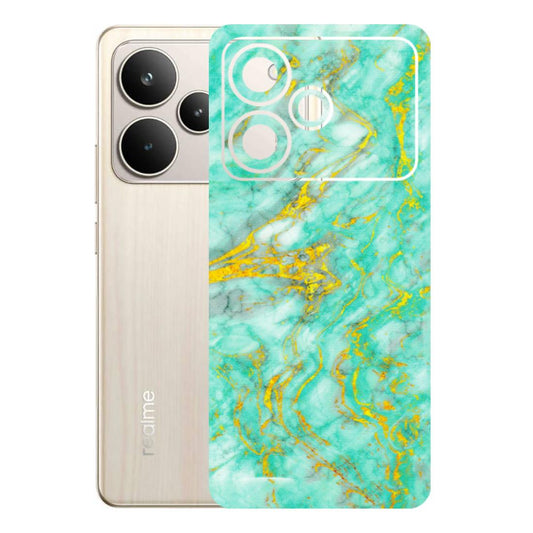 Realme Phone Skins (All Models) - Green And Gold Marble Feel - Matte Finish (M-16) Realme P4 5G