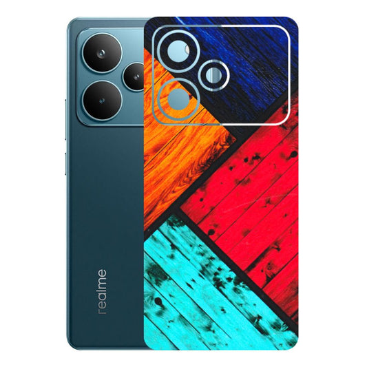 Realme Phone Skins (All Models) - Colourful Wood Panels Abstract - 3D Embossed Finish (L-09) Realme P4 Pro 5G