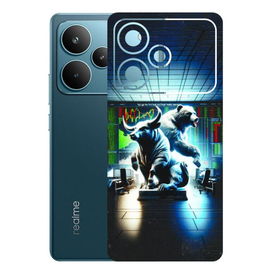 Realme Phone Skins (All Models) - Stock Market Sensex Bear vs Bulls - 3D Embossed Finish (L-15) Realme P4 Pro 5G