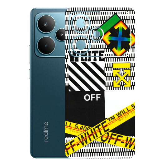 Realme Phone Skins (All Models) - White Off Abstract - 3D Embossed Finish (L-172) Realme P4 Pro 5G