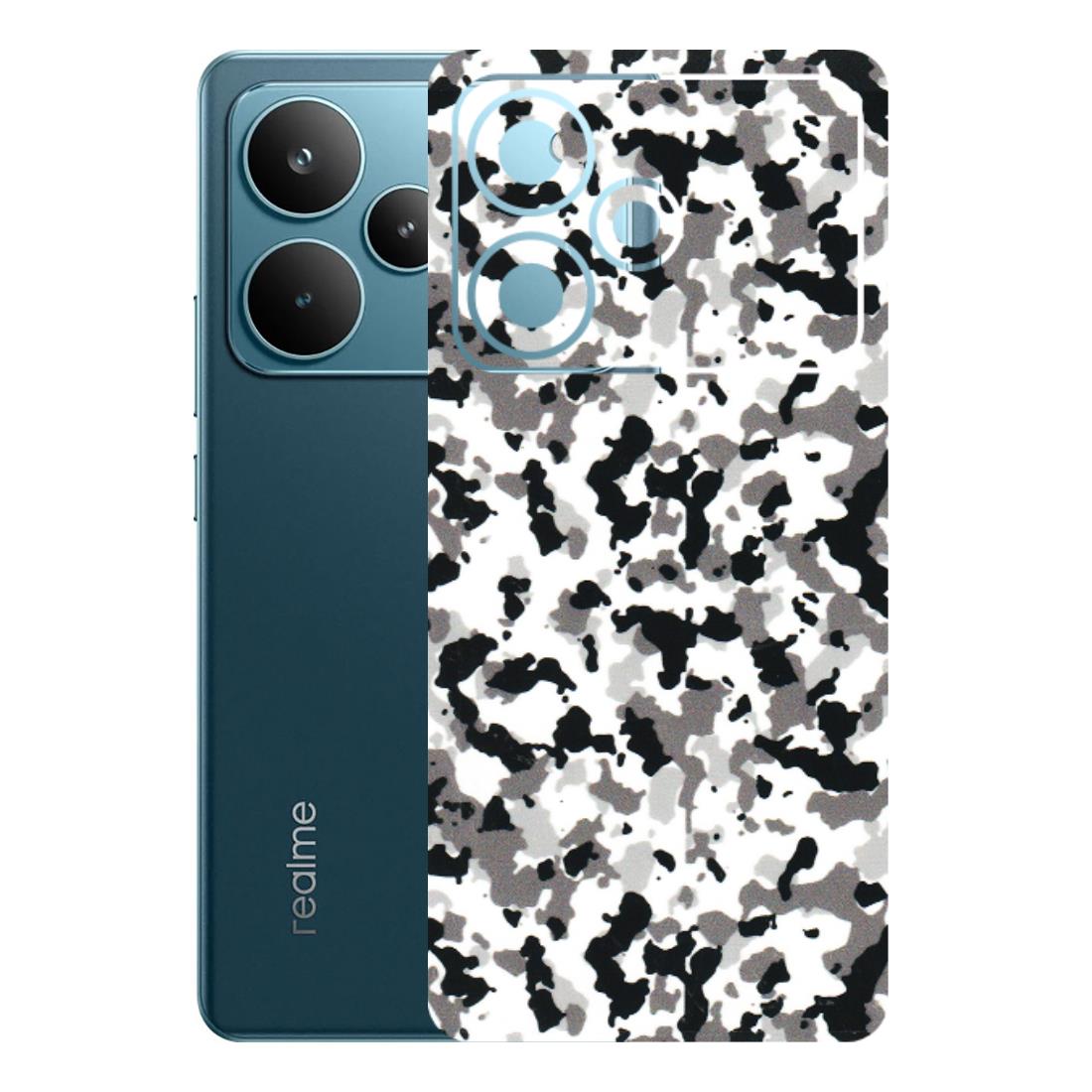 Realme Phone Skins (All Models) - White Black Camouflage - 3D Embossed Finish (L-18) Realme P4 Pro 5G