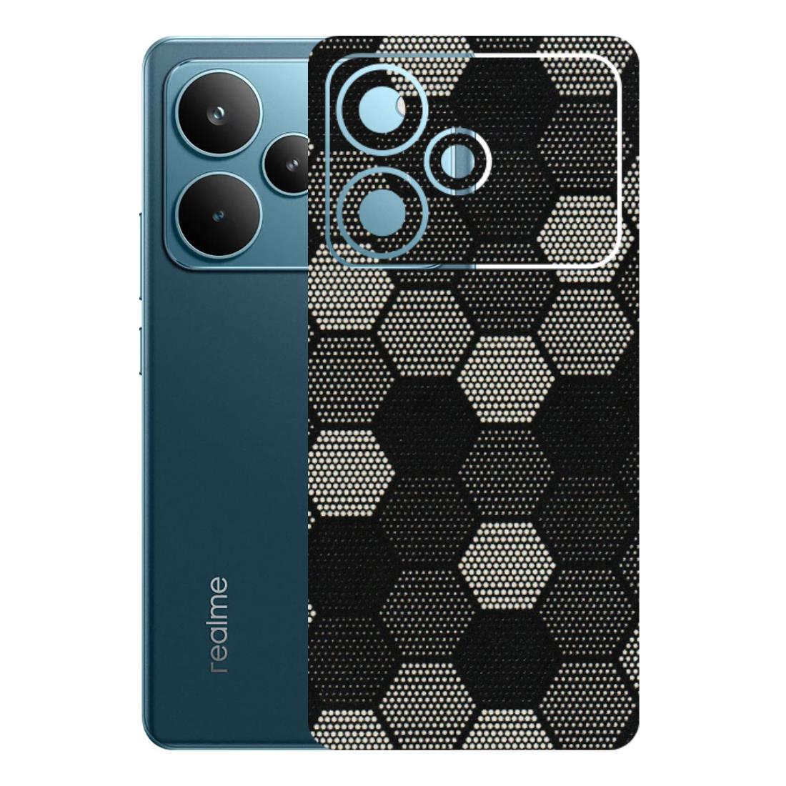Realme Phone Skins (All Models) - Black & White Dotted Honeycomb Texture - 3D Embossed Finish (L-202) Realme P4 Pro 5G