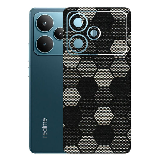 Realme Phone Skins (All Models) - Black & White Dotted Honeycomb Texture - 3D Embossed Finish (L-202) Realme P4 Pro 5G