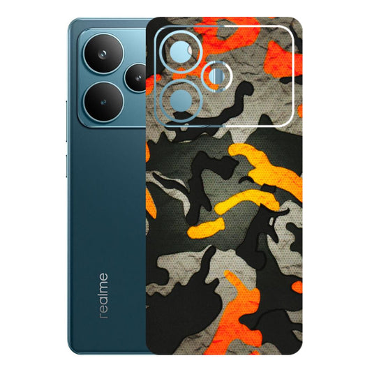 Realme Phone Skins (All Models) - Orange Camouflage - 3D Embossed Finish (L-204) Realme P4 Pro 5G
