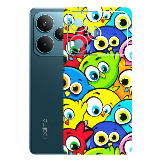 Realme Phone Skins (All Models) - Cute Fluffy Birds - 3D Embossed Finish (L-213) Realme P4 Pro 5G