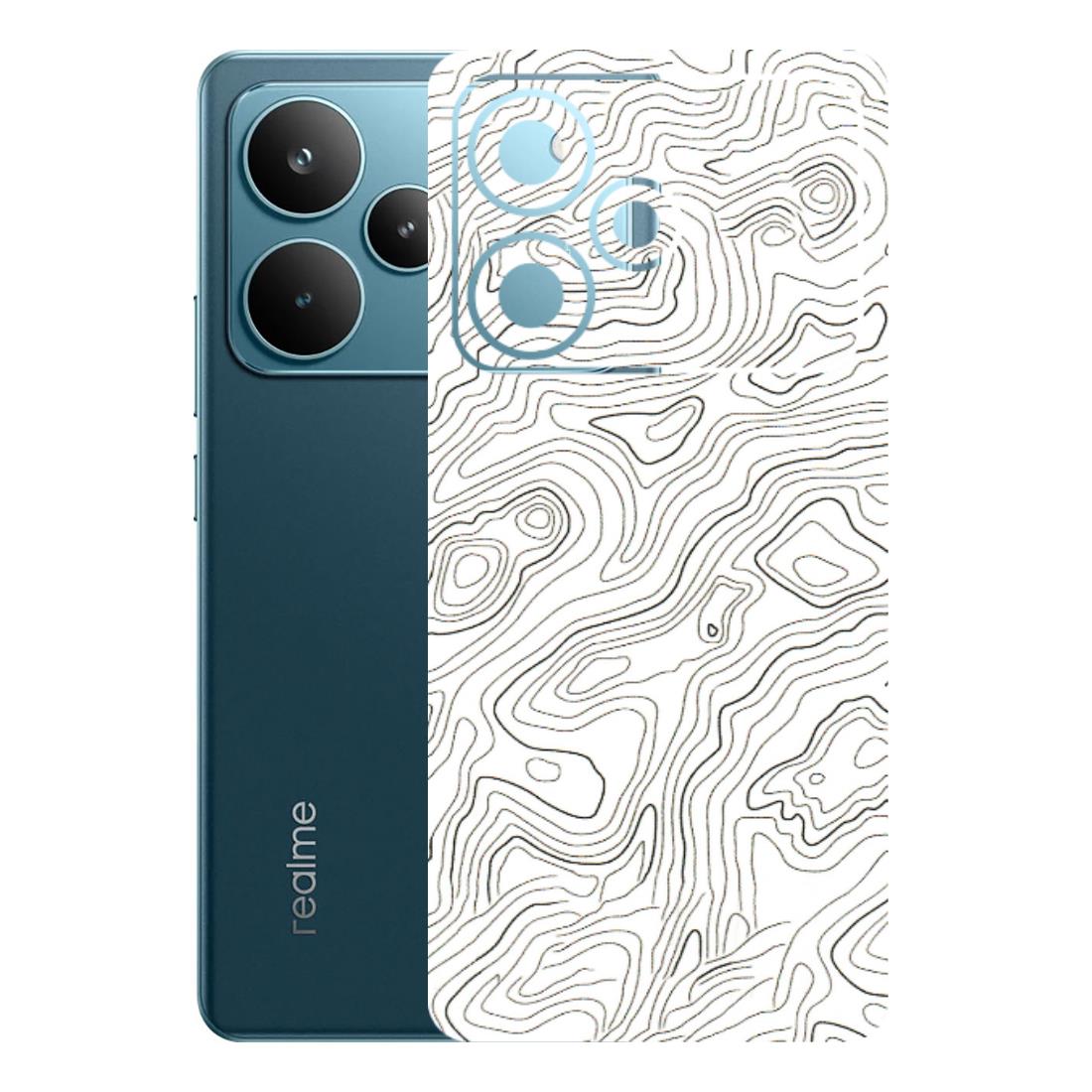 Realme Phone Skins (All Models) - White Black Swirls - 3D Embossed Finish (L-219) Realme P4 Pro 5G