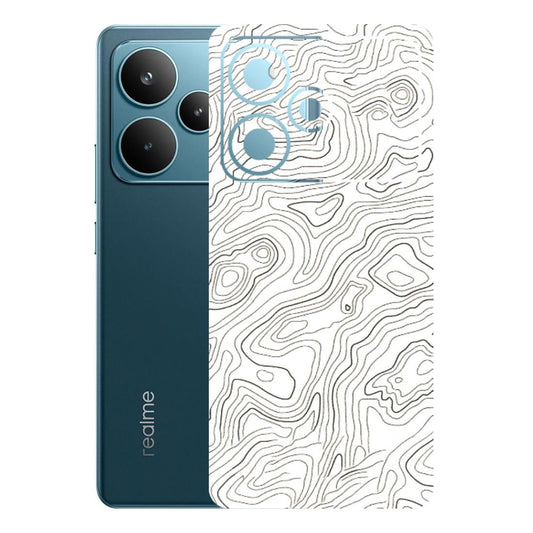Realme Phone Skins (All Models) - White Black Swirls - 3D Embossed Finish (L-219) Realme P4 Pro 5G