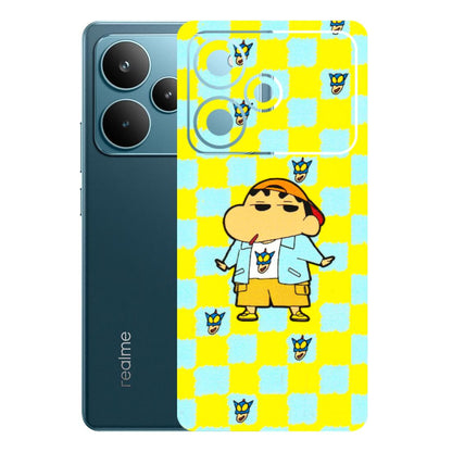 Realme Phone Skins (All Models) - Yellow Blue Shinchan Cute - 3D Embossed Finish (L-221) Realme P4 Pro 5G