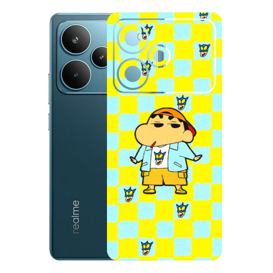 Realme Phone Skins (All Models) - Yellow Blue Shinchan Cute - 3D Embossed Finish (L-221) Realme P4 Pro 5G