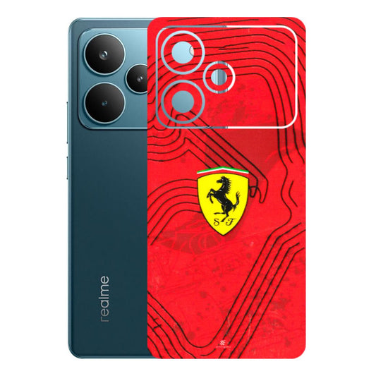 Realme Phone Skins (All Models) - Red Ferrari Logo Stylish - 3D Embossed Finish (L-238) Realme P4 Pro 5G