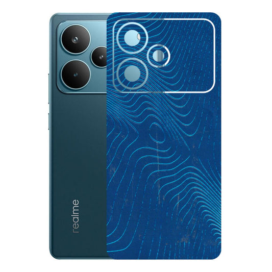 Realme Phone Skins (All Models) - Abstract Blue Line Map - 3D Embossed Finish (L-272) Realme P4 Pro 5G