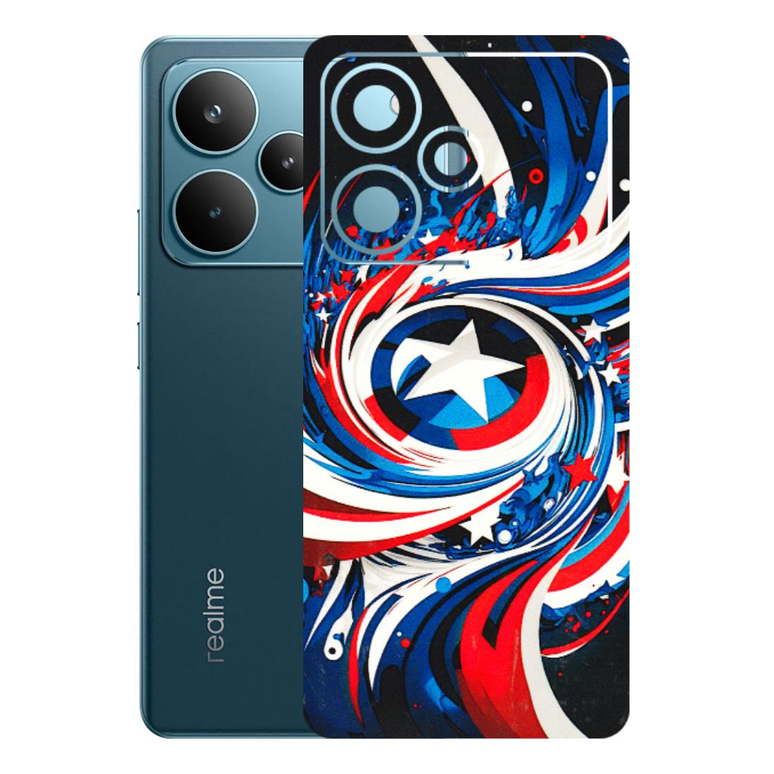 Realme Phone Skins (All Models) - Captain America Logo - 3D Embossed Finish (L-307) Realme P4 Pro 5G