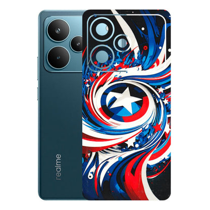 Realme Phone Skins (All Models) - Captain America Logo - 3D Embossed Finish (L-307) Realme P4 Pro 5G