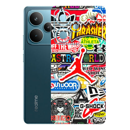 Realme Phone Skins (All Models) - Multi Brands Sticker Graffiti - 3D Embossed Finish (L-37) Realme P4 Pro 5G