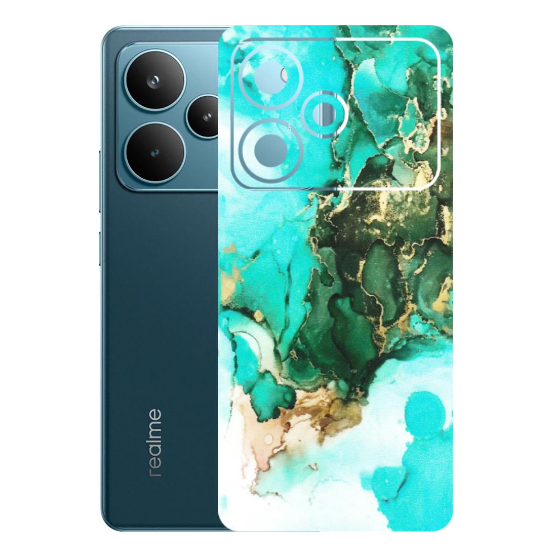 Realme Phone Skins (All Models) - The Blue Gold Marble - Matte Finish (M-124) Realme P4 Pro 5G