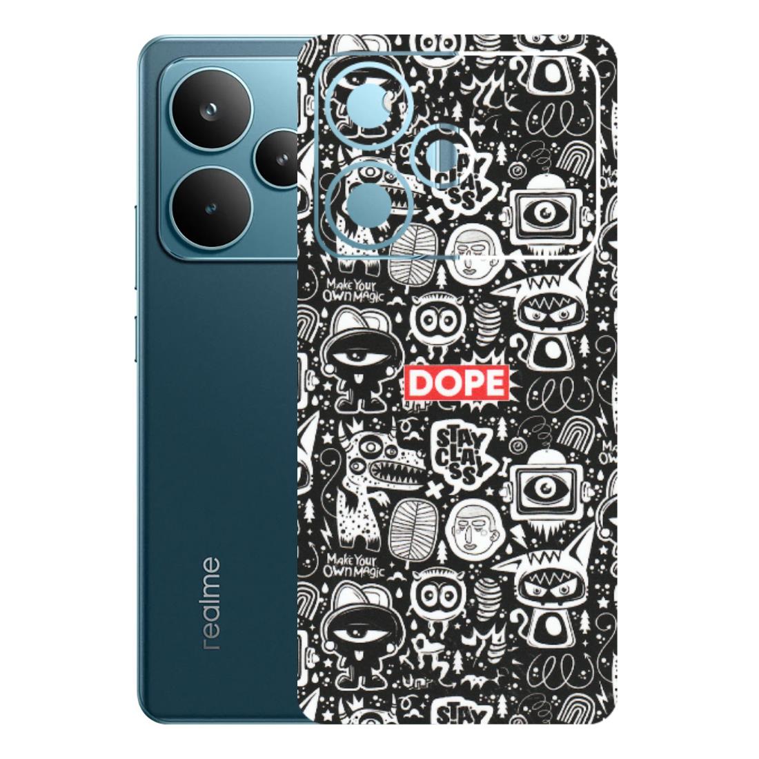 Realme Phone Skins (All Models) - Dope Stay Classy Black Doodles - Matte Finish (M-126) Realme P4 Pro 5G
