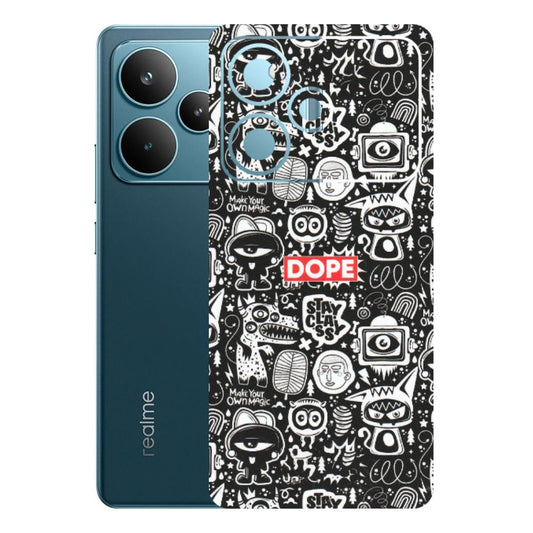 Realme Phone Skins (All Models) - Dope Stay Classy Black Doodles - Matte Finish (M-126) Realme P4 Pro 5G