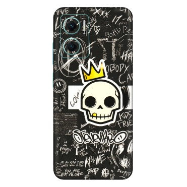 Xiaomi Redmi Phone Skins (All Models) - Funny Skull Black Chalk Grafitti - 3D Embossed Finish (L-22) Mi 10 5G