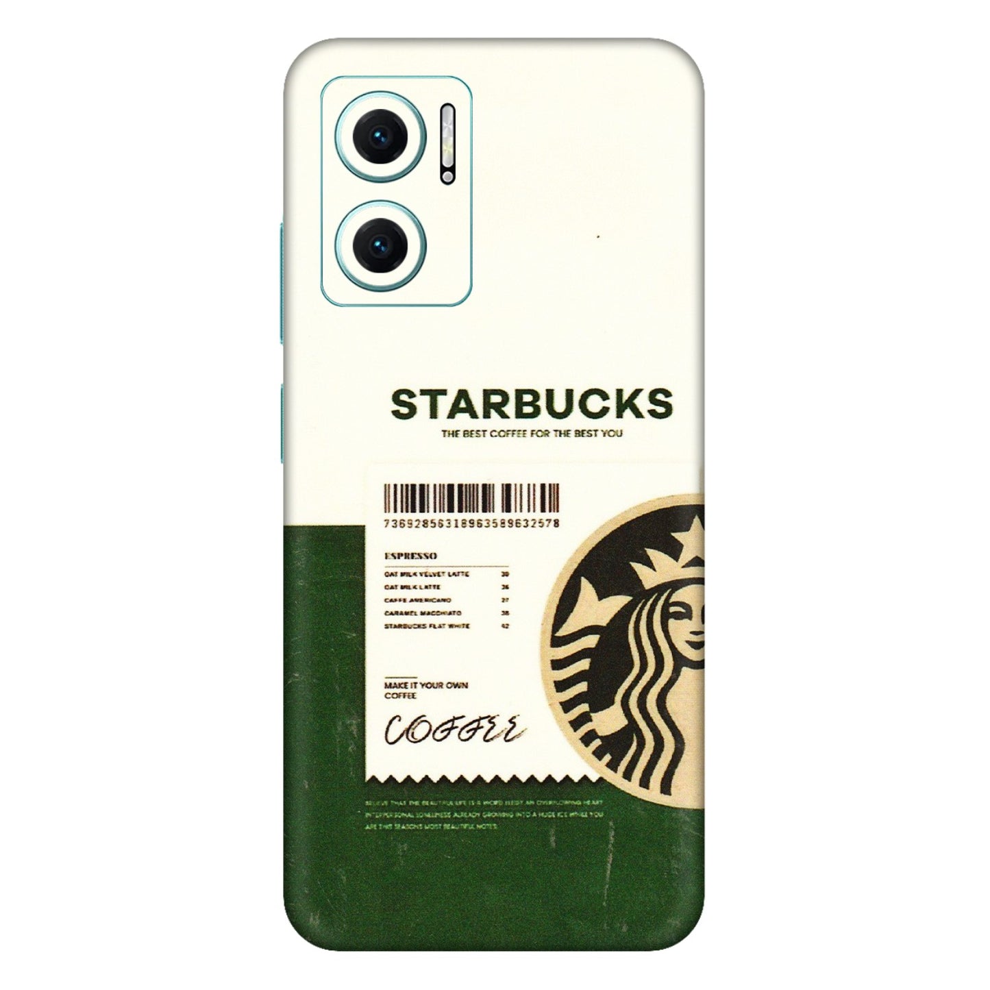 Xiaomi Redmi Phone Skins (All Models) - Starbucks Barcode - 3D Embossed Finish (L-308) Mi 10 5G