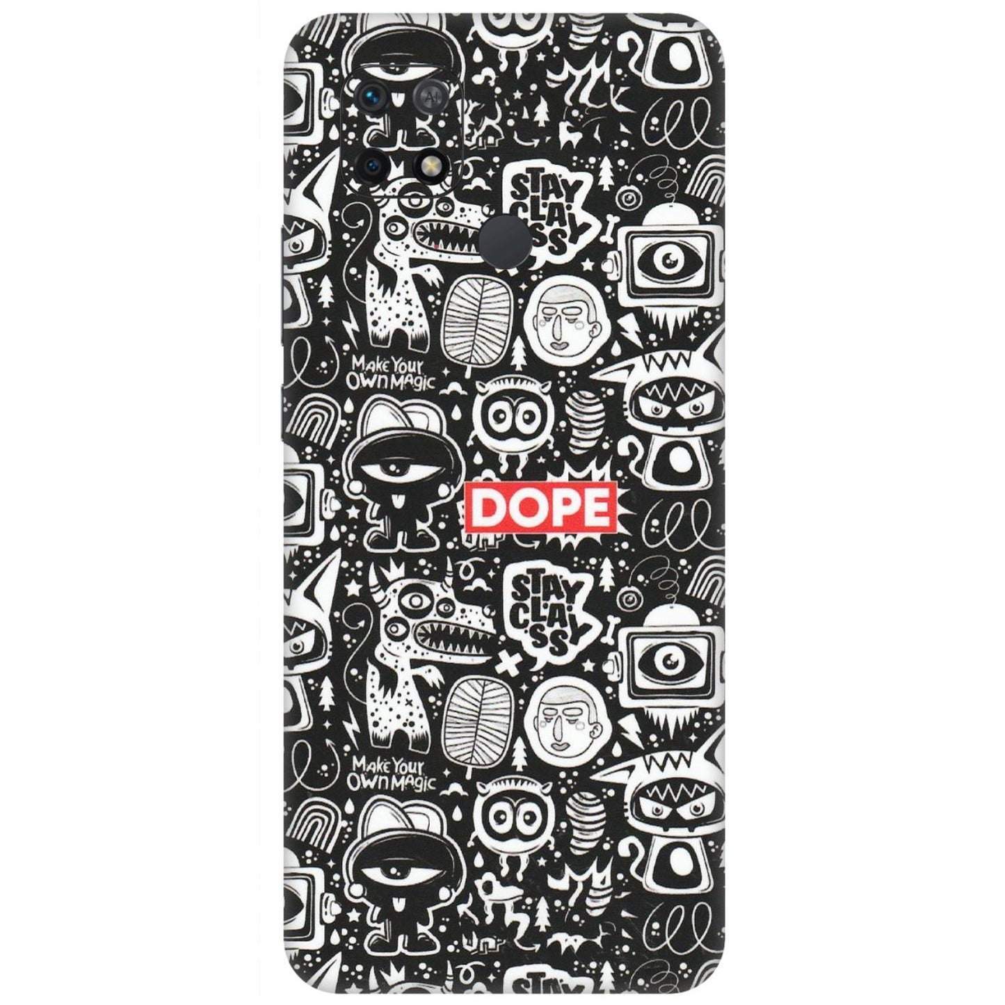 Xiaomi Redmi Phone Skins (All Models) - Dope Stay Classy Black Doodles - Matte Finish (M-126) Redmi 10