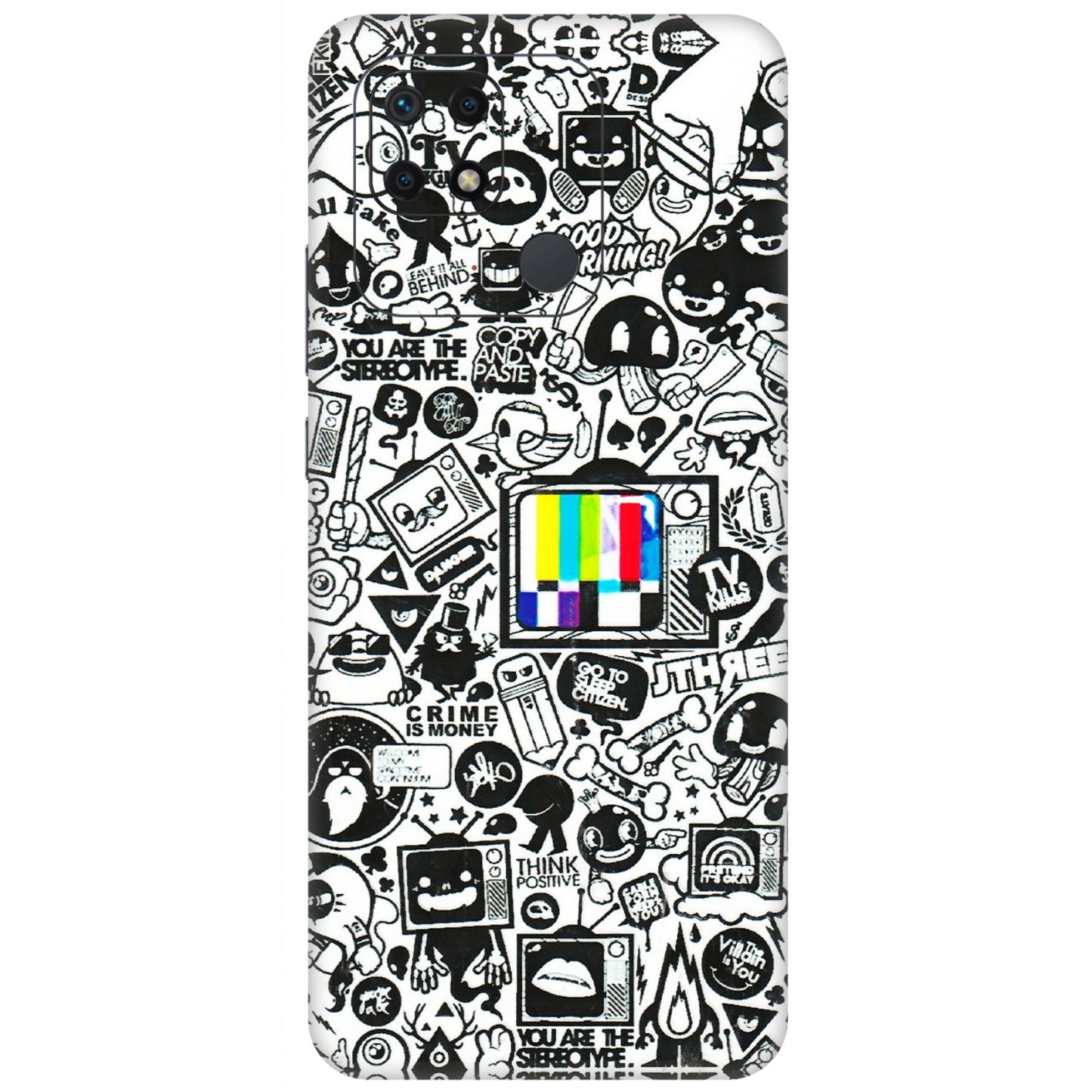 Xiaomi Redmi Phone Skins (All Models) - Doodles Positive Art - 3D Embossed Finish (L-263) Redmi 10 Power