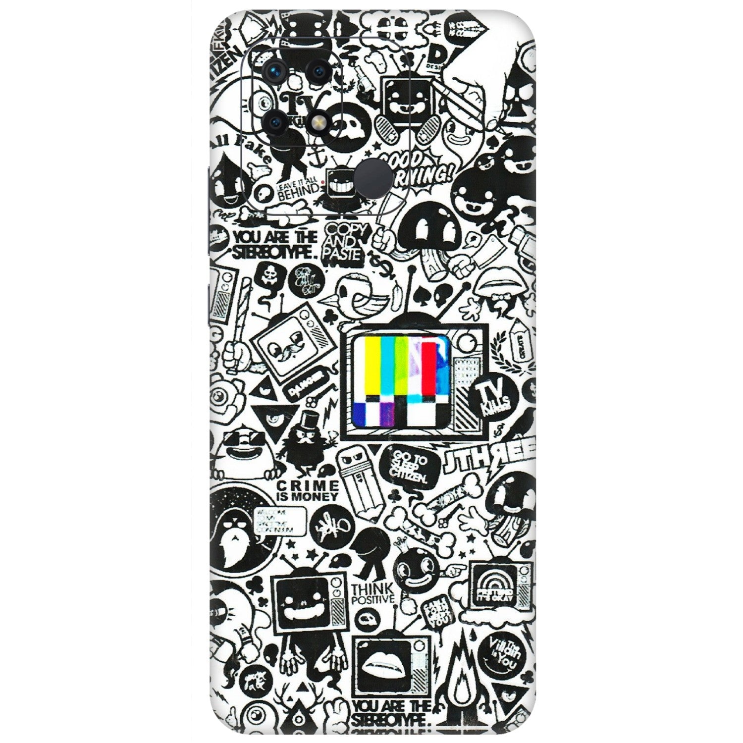 Xiaomi Redmi Phone Skins (All Models) - Doodles Positive Art - 3D Embossed Finish (L-263) Redmi 10 Power
