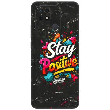 Xiaomi Redmi Phone Skins (All Models) - Stay Positive Black - 3D Embossed Finish (L-31) Redmi 10 Power