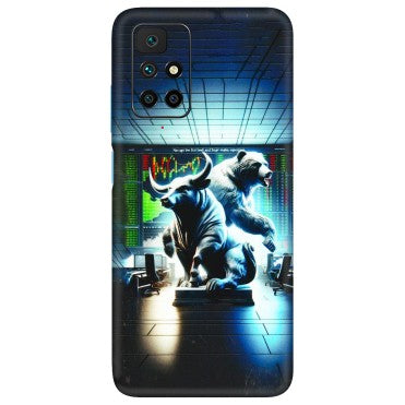 Xiaomi Redmi Phone Skins (All Models) - Stock Market Sensex Bear vs Bulls - 3D Embossed Finish (L-15) Redmi 10 Prime
