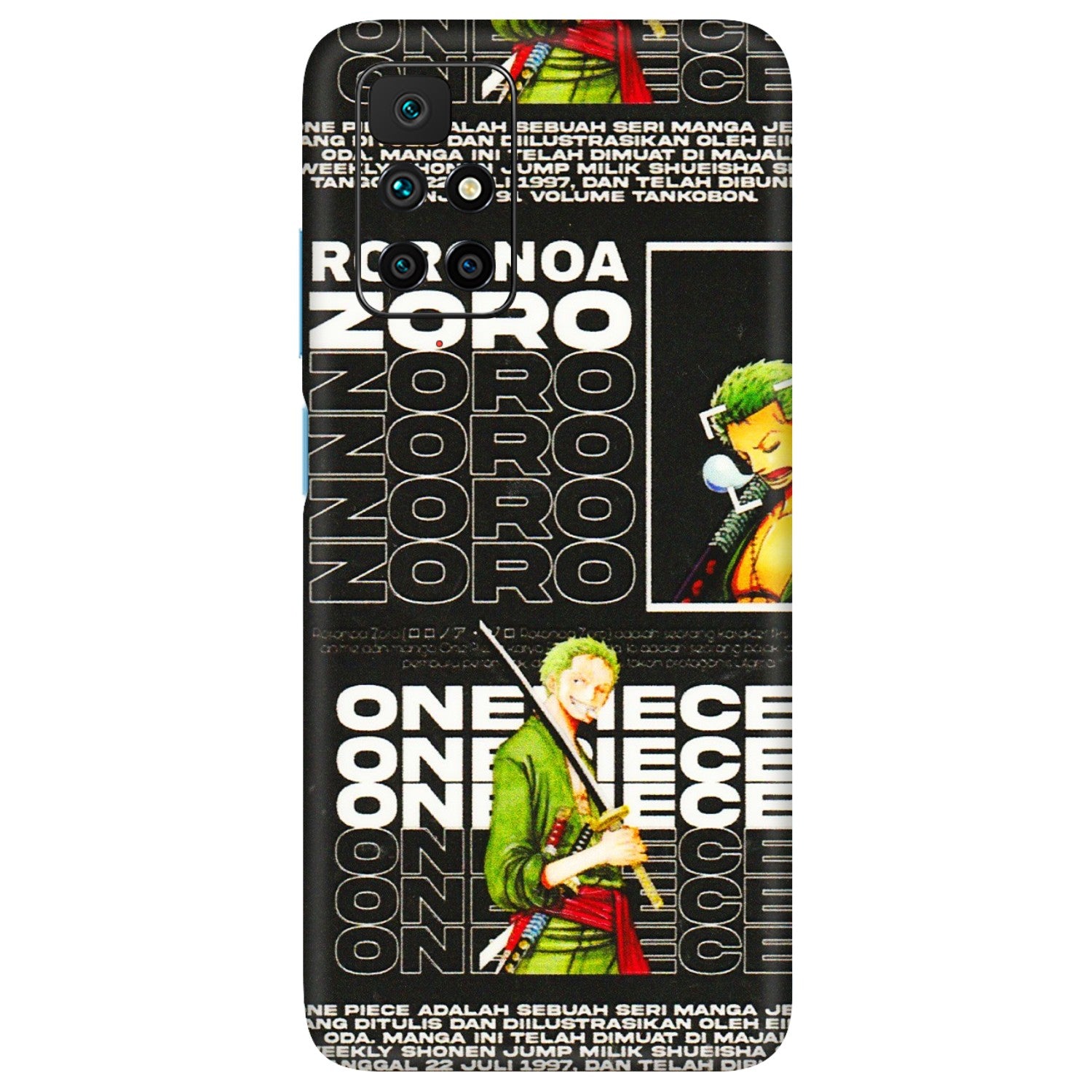 Xiaomi Redmi Phone Skins (All Models) - One Piece Zoro - 3D Embossed Finish (L-250) Redmi 10 Prime