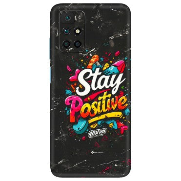 Xiaomi Redmi Phone Skins (All Models) - Stay Positive Black - 3D Embossed Finish (L-31) Redmi 10 Prime