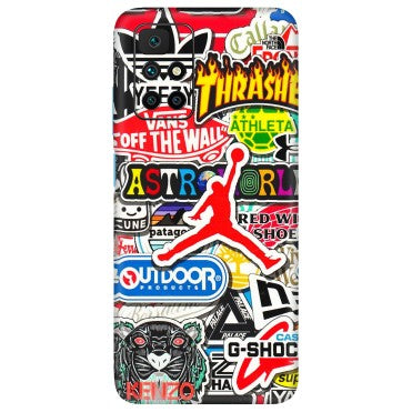 Xiaomi Redmi Phone Skins (All Models) - Multi Brands Sticker Graffiti - 3D Embossed Finish (L-37) Redmi 10 Prime