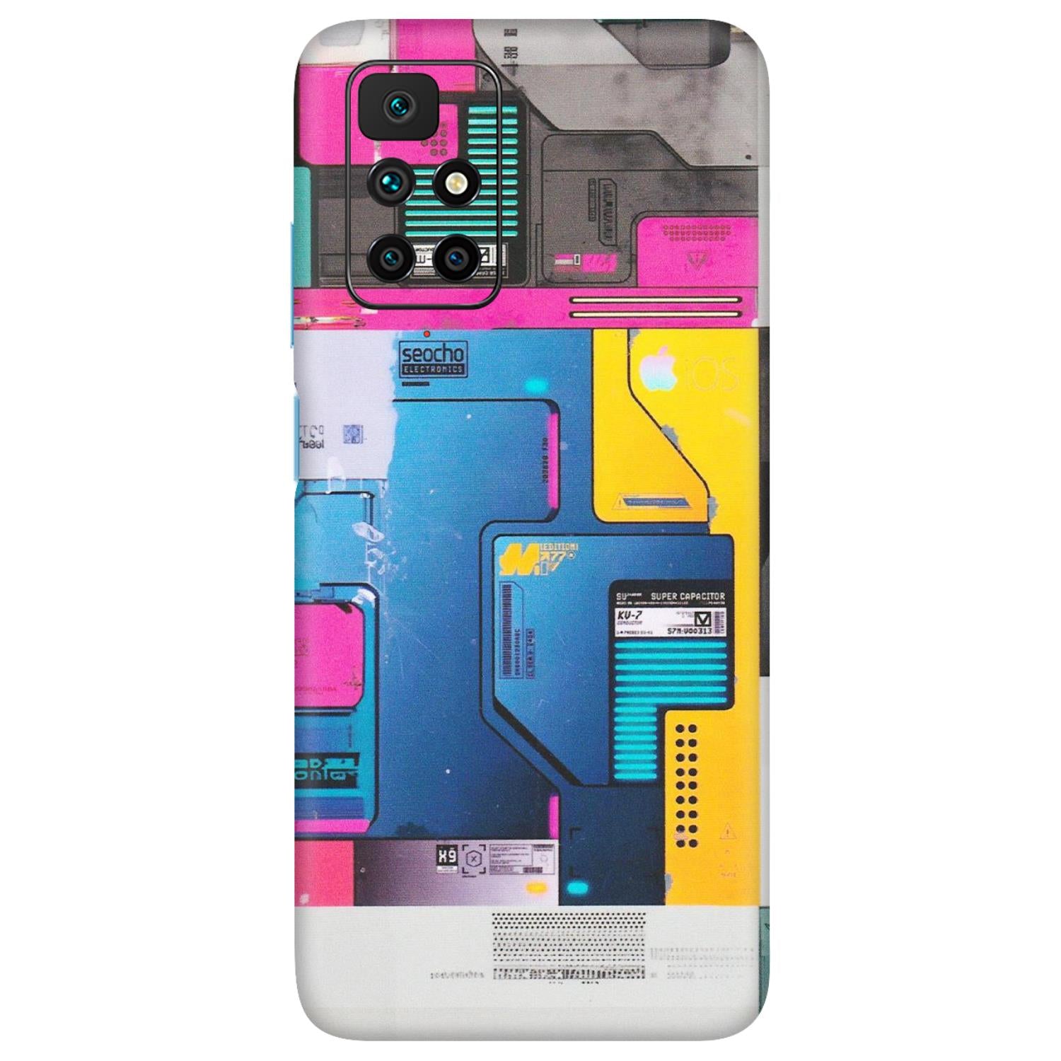 Xiaomi Redmi Phone Skins (All Models) - Colourfull Motherboard Internals - Matte Finish (M-55) Redmi 10 Prime