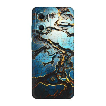 Xiaomi Redmi Phone Skins (All Models) - Blue Gold Abstract - 3D Embossed Finish (L-11) Redmi 11 Prime 5G