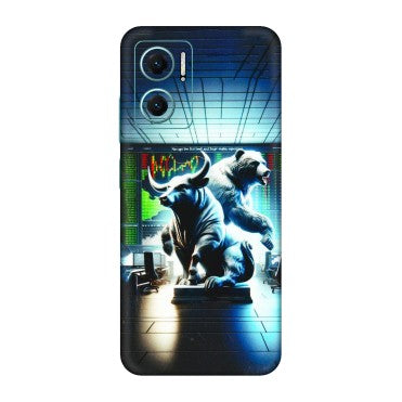 Xiaomi Redmi Phone Skins (All Models) - Stock Market Sensex Bear vs Bulls - 3D Embossed Finish (L-15) Redmi 11 Prime 5G