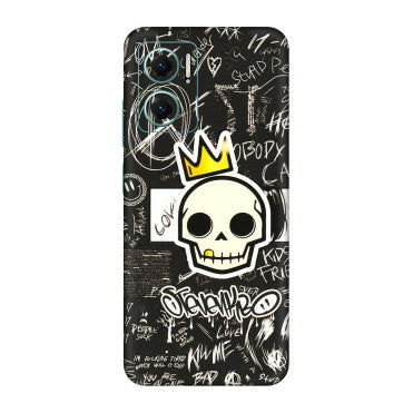 Xiaomi Redmi Phone Skins (All Models) - Funny Skull Black Chalk Grafitti - 3D Embossed Finish (L-22) Redmi 11 Prime 5G