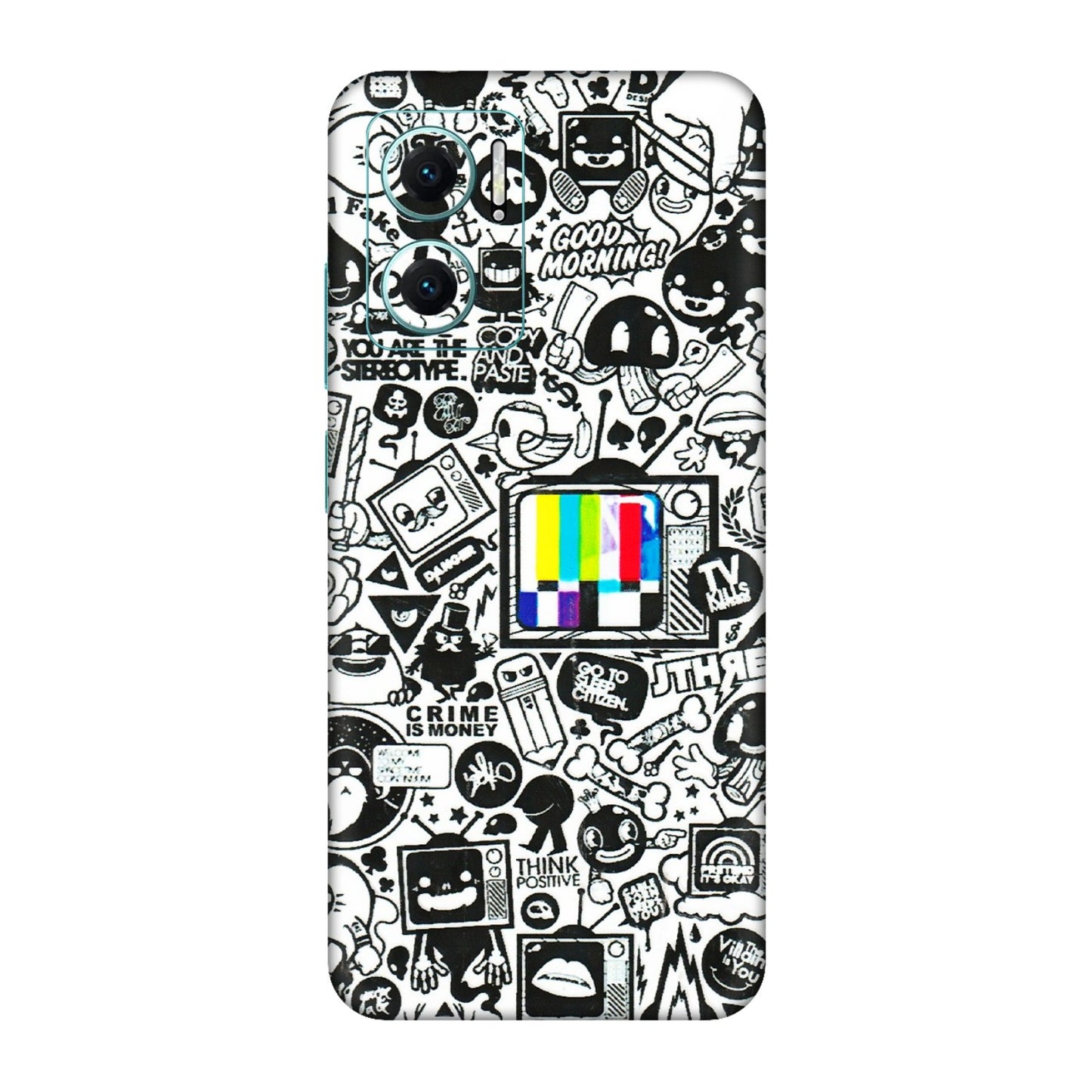 Xiaomi Redmi Phone Skins (All Models) - Doodles Positive Art - 3D Embossed Finish (L-263) Redmi 11 Prime 5G