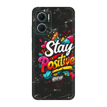 Xiaomi Redmi Phone Skins (All Models) - Stay Positive Black - 3D Embossed Finish (L-31) Redmi 11 Prime 5G