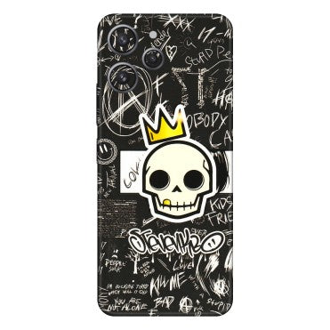 Xiaomi Redmi Phone Skins (All Models) - Funny Skull Black Chalk Grafitti - 3D Embossed Finish (L-22) Redmi 12 4G
