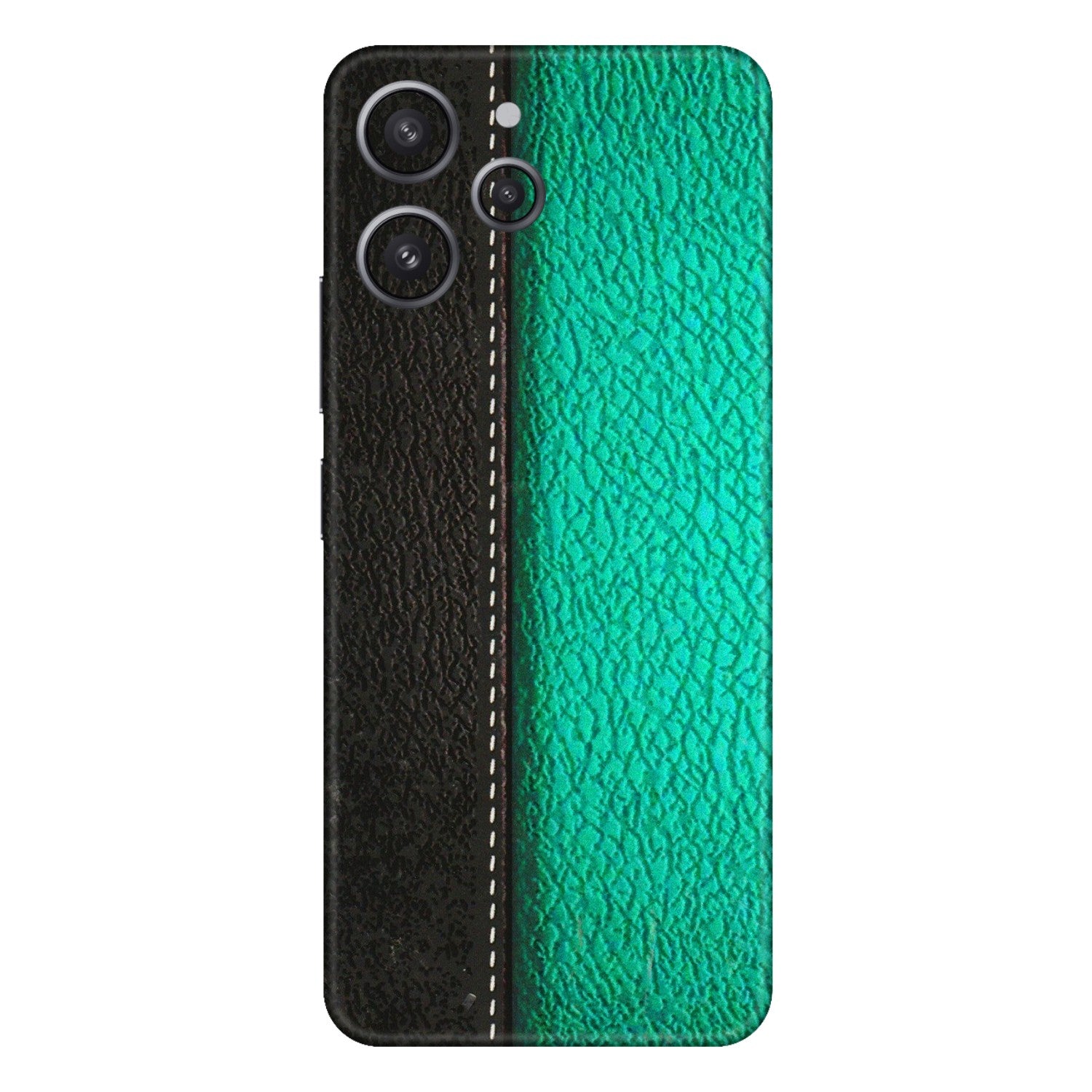 Xiaomi Redmi Phone Skins (All Models) - Black Green Dual  Leather Stich - 3D Embossed Finish (L-233) Redmi 12 4G