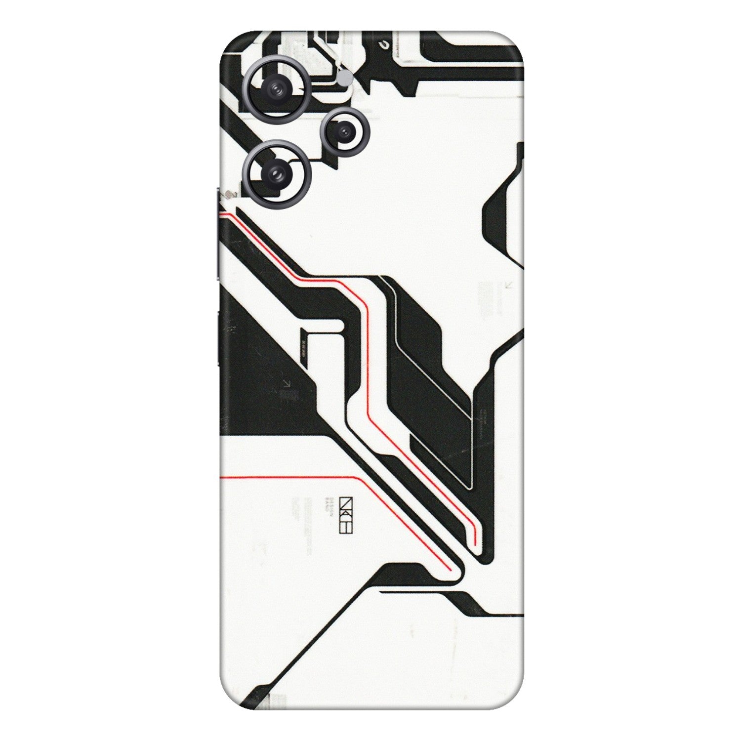 Xiaomi Redmi Phone Skins (All Models) - White Techy Logo - 3D Embossed Finish (L-312) Redmi 12 4G