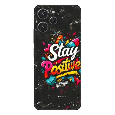 Xiaomi Redmi Phone Skins (All Models) - Stay Positive Black - 3D Embossed Finish (L-31) Redmi 12 4G