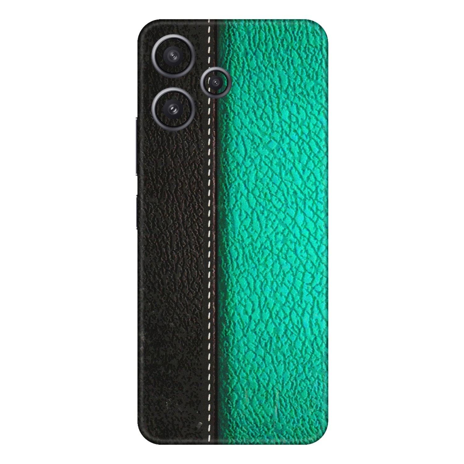 Xiaomi Redmi Phone Skins (All Models) - Black Green Dual  Leather Stich - 3D Embossed Finish (L-233) Redmi 12 5G