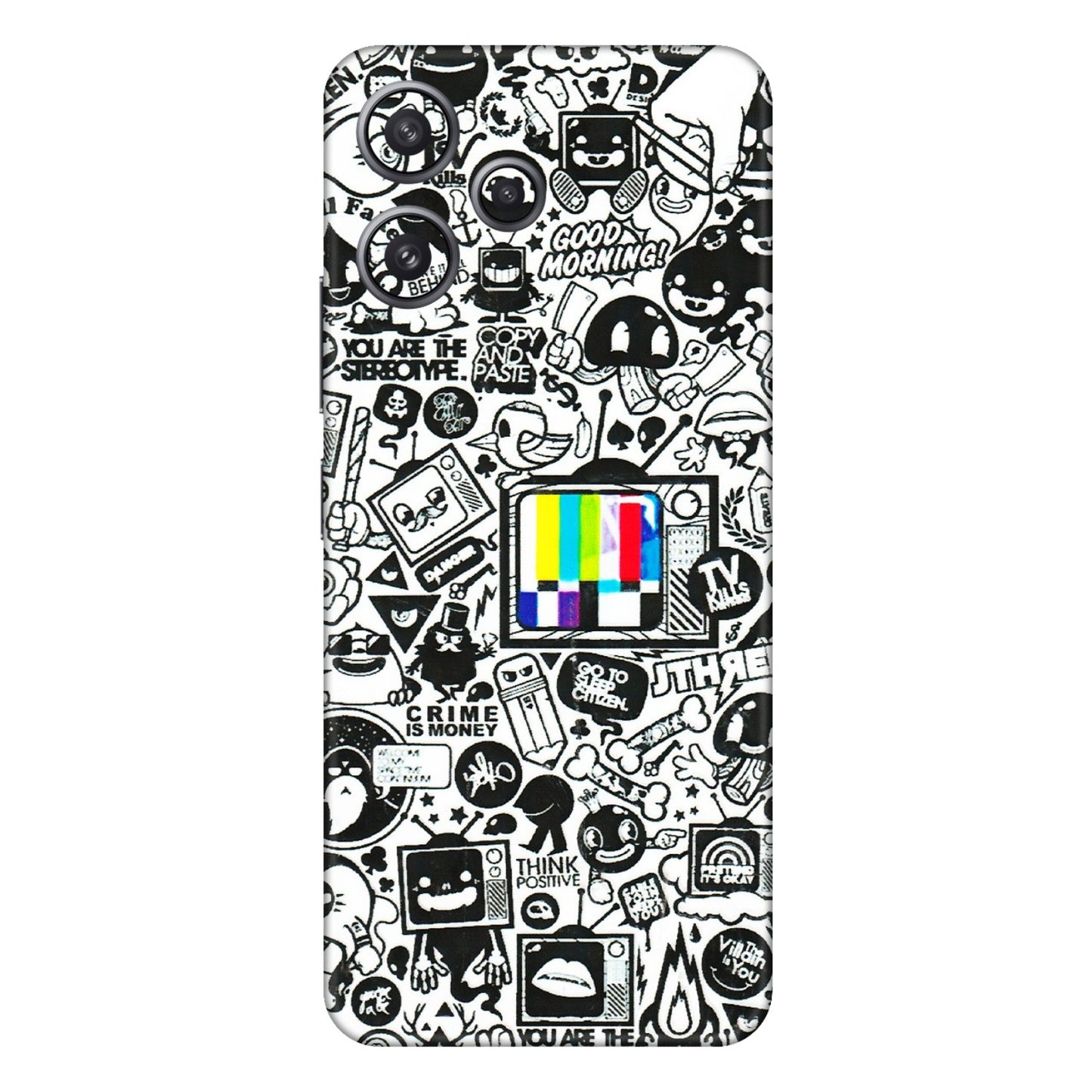 Xiaomi Redmi Phone Skins (All Models) - Doodles Positive Art - 3D Embossed Finish (L-263) Redmi 12 5G